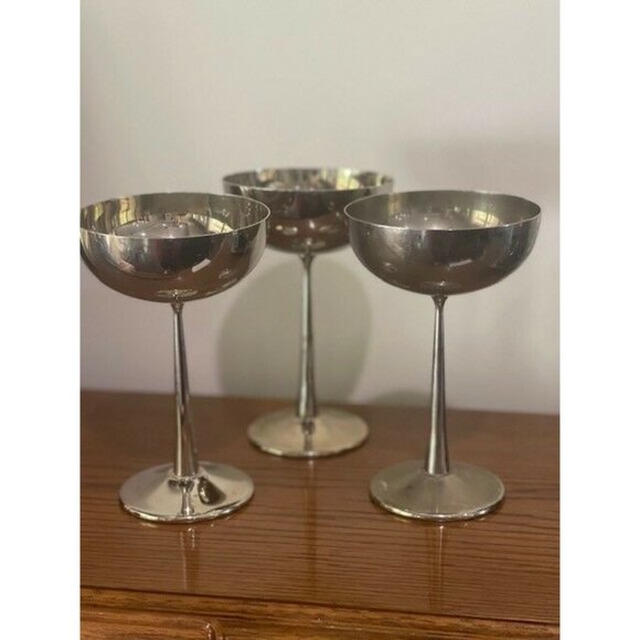 Set 3 Raimond Spain Silver Plated Cups Wine Champagne Goblet Chalices Long Stem - Picture 2 of 7